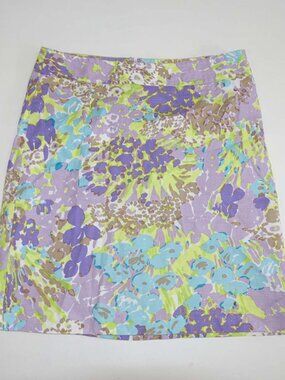 Talbots Women's Mini Skirt Size 6 Purple Brown Purple White Green Cotton Floral